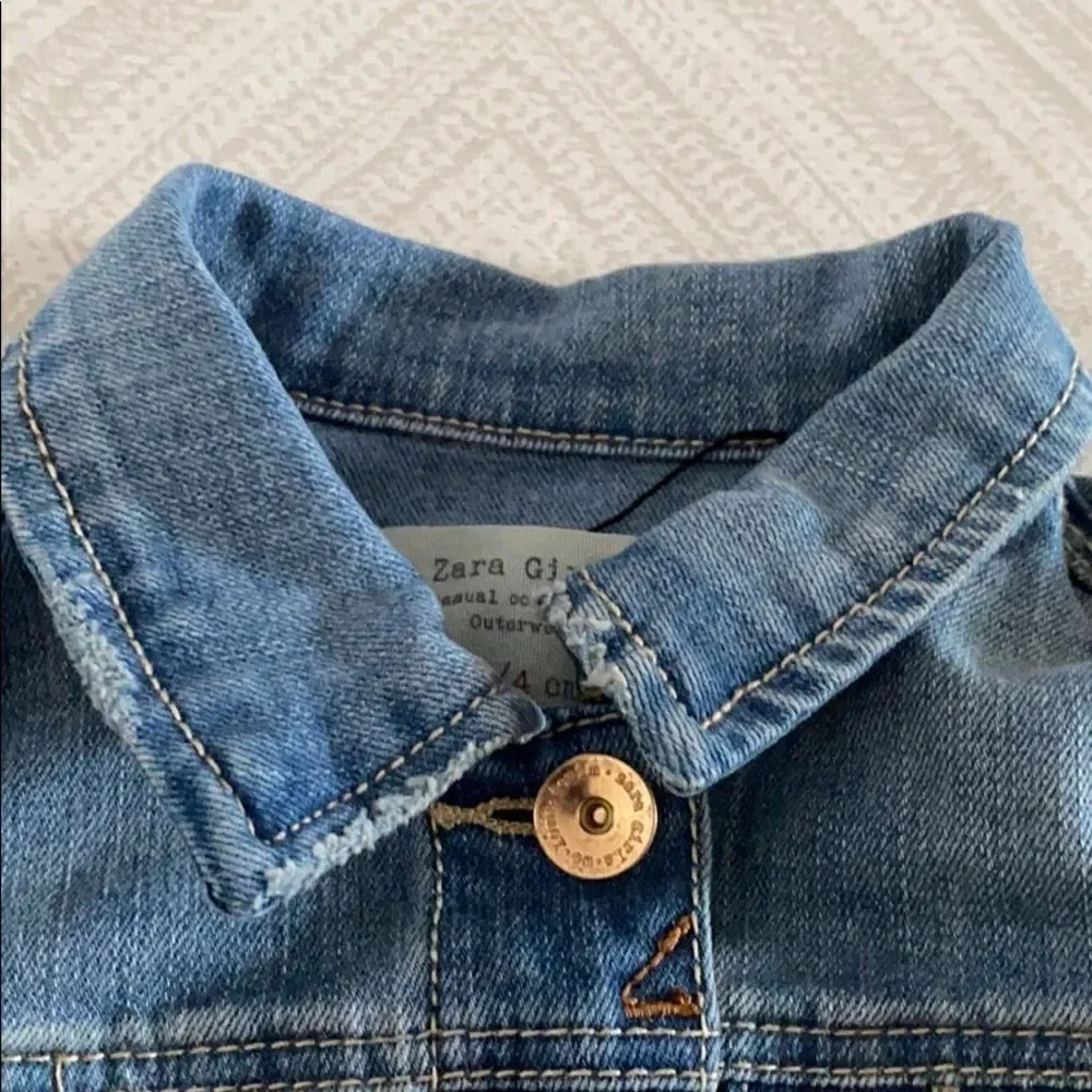 Zara Girls Blue Distressed Denim Button Vest